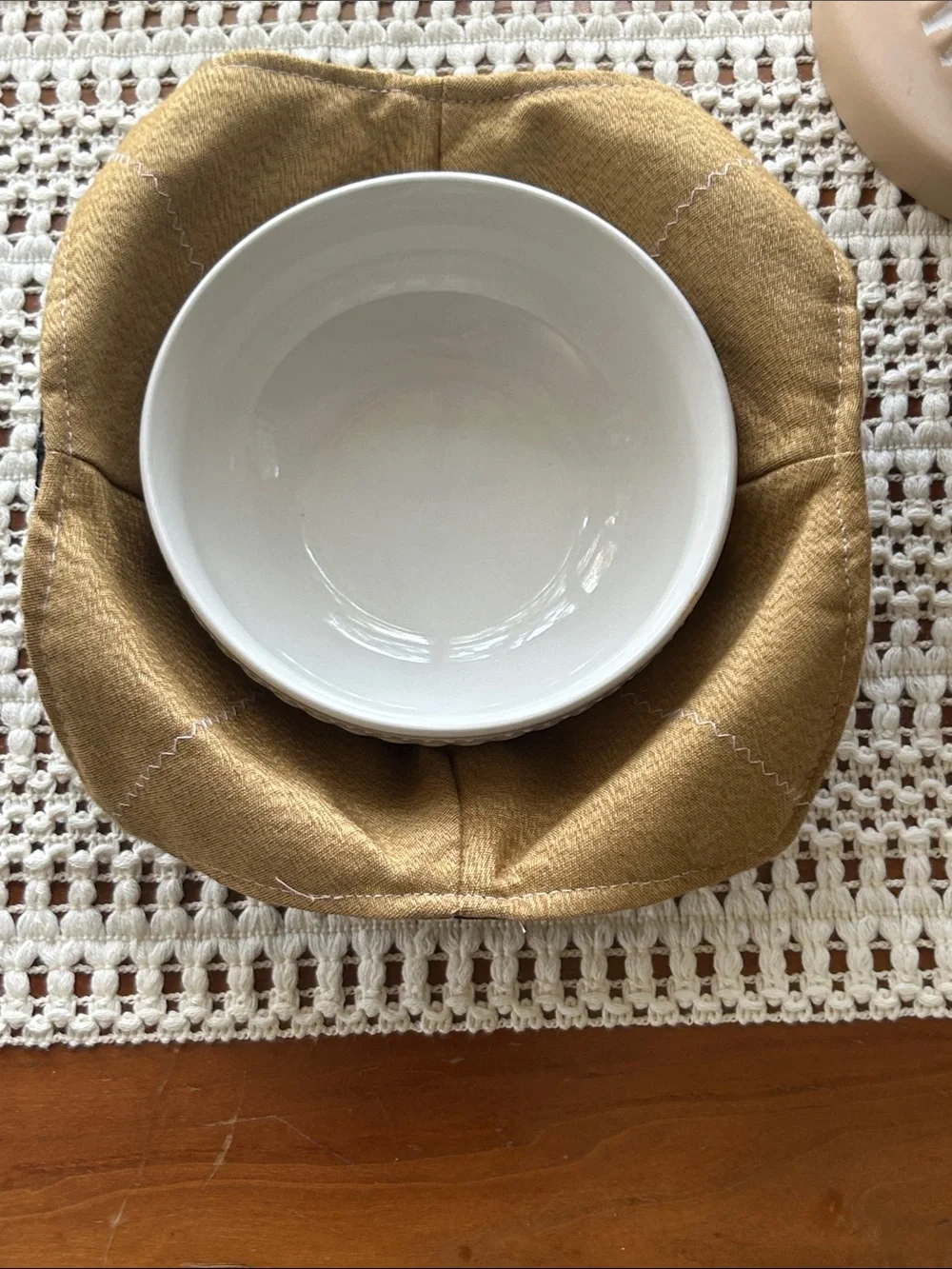 Bowl Cozy Set of 2 Hot  Cold Kitchen Linens Handmade Gray Yellow Green Black
